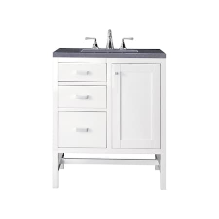 James Martin Vanities Addison 30in Single Vanity, Glossy White w/ 3 CM Charcoal Soapstone Quartz Top E444-V30-GW-3CSP